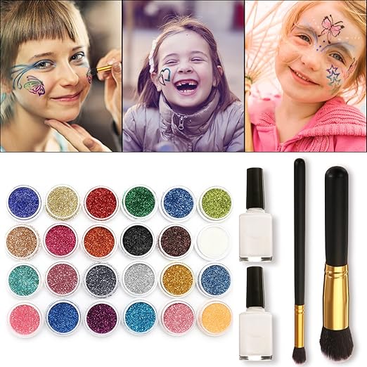 Skymore Tattoo-Kit, temporäre Glitzer Tattoo Make Up Körper Glitzer Körper Kunst Design für Kinder Teenager Erwachsene, mit 2