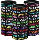 ZIQON 36 PCS Jesus Loves You Silicone Wristbands Colorful Rubber Bracelets Christian Silicone Bracelet Jesus Loves You Rubber Wristbands for Teen Men Religious Bracelets Christmas. (Black)