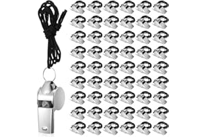 Wanmu 100 Pcs Whistles, Stainless Steel Whistle with Lanyard, Sports Coach Whistle Whistle for Adults, Loud Metal Whistle Bulk for Coaches, Teachers, Police, Referees Officials