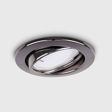 Minisun Gu10 Black Chrome Tiltable Steel Ceiling Recessed