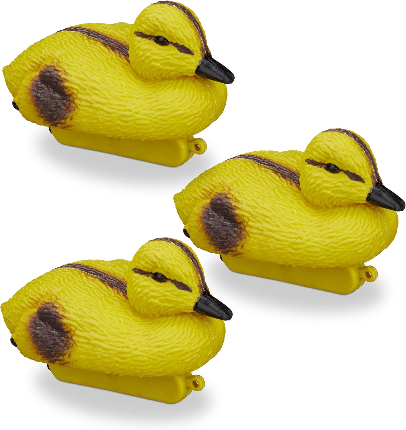 Relaxdays Pond Ducklings, Floating Baby Ducks, Plastic, Waterproof, Water Feature Decoration, Garden, Yellow-Black