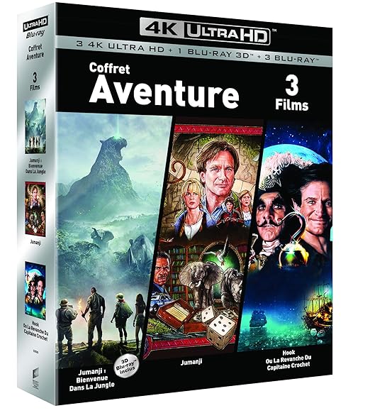 COFFRET AVENTURE 4K UHD - Jumanji / Jumanji : Bienvenue dans la jungle/ Hook - Exclusif Amazon [Blu-ray]