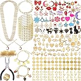 Tamkudoy Gold Charms Bracelet Necklace Making Kit- 419 PCS Jewelry Making Kit with Paperclip Bracelet Chain Necklace Kit, Charms Pendants, Jewelry Pliers, Jump Rings for Women DIY Crafts Supplies