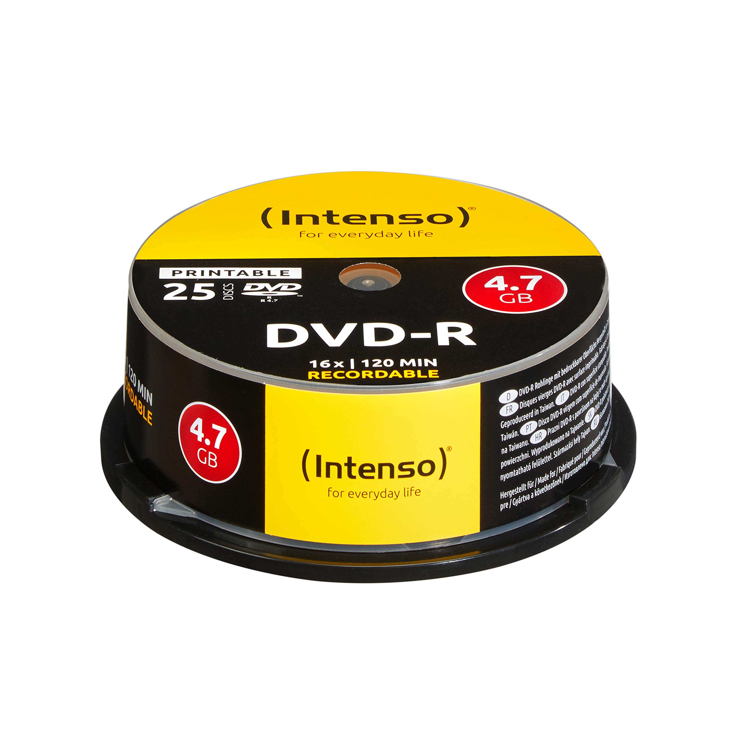 Intenso DVD-R 4,7 GB 16x DVD-Rohlinge bedruckbar kratzfest 25er Spindel