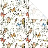 AnyDesign Bird Wrapping Paper Watercolor Butterfly Branch Flower Gift Wrap Paper Bulk Folded Flat Decorative Art Paper for Wedding Baby Shower Birthday DIY Craft Gift Wrapping, 6 Sheet