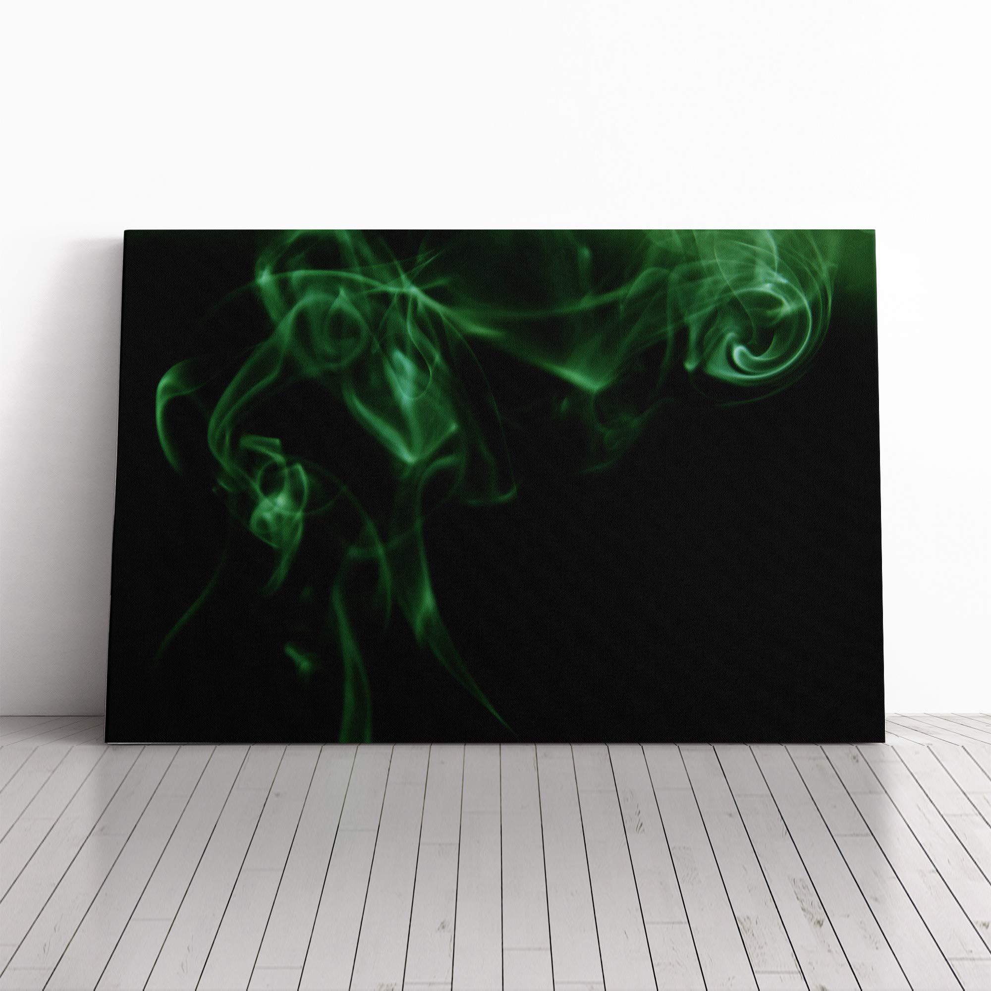 Wall Green Abstract Art (15) Canvas Print | Gallery Wrapped 30mm Frame Wall Art | 20x14 inches | Ready to Hang | Abstract Picture | Living Room Bedroom Lounge Office