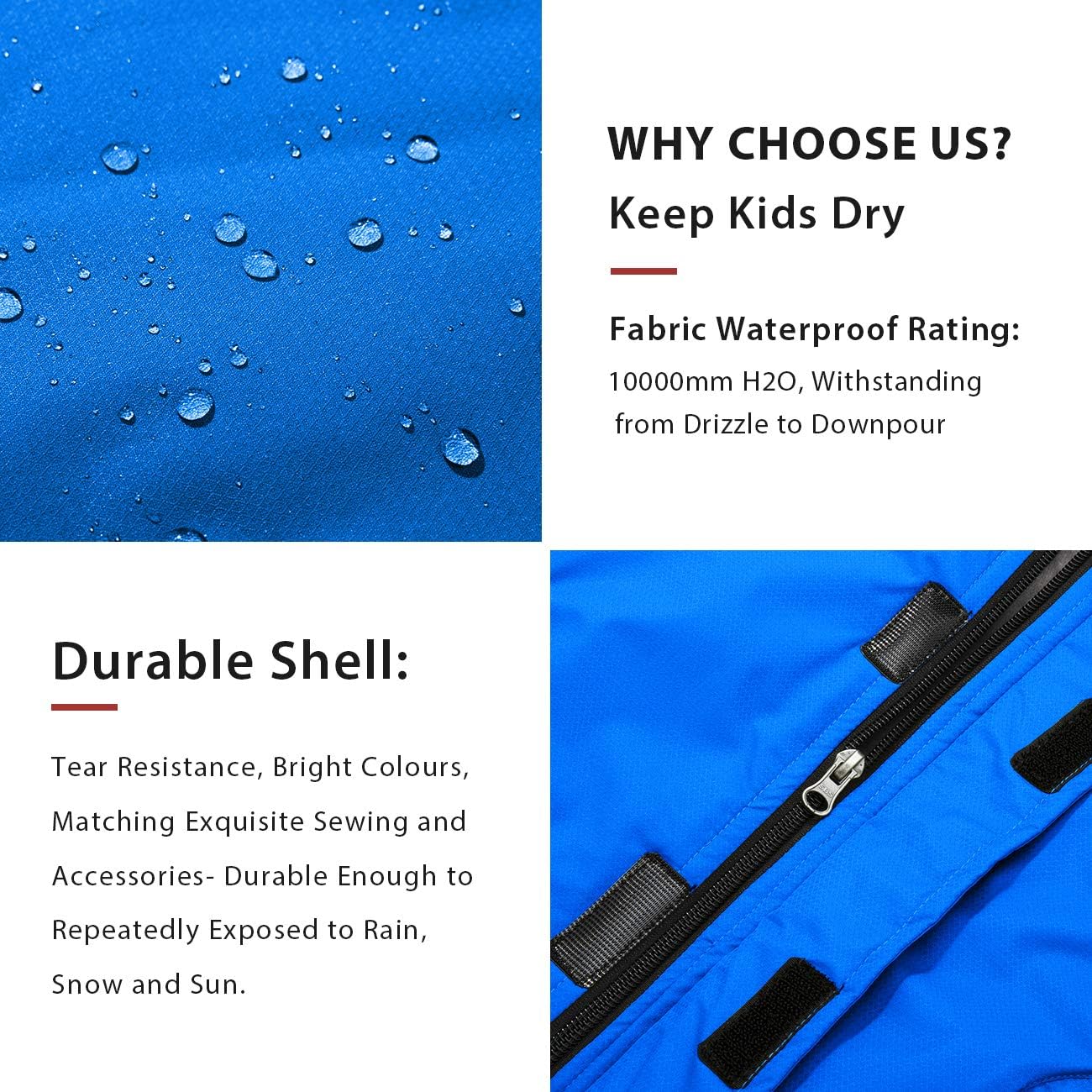 ZSHOW Boys' Waterproof Ski Jacket Windbproof Hooded Mountain Sportswear Outdoor Raincoat: Clothing