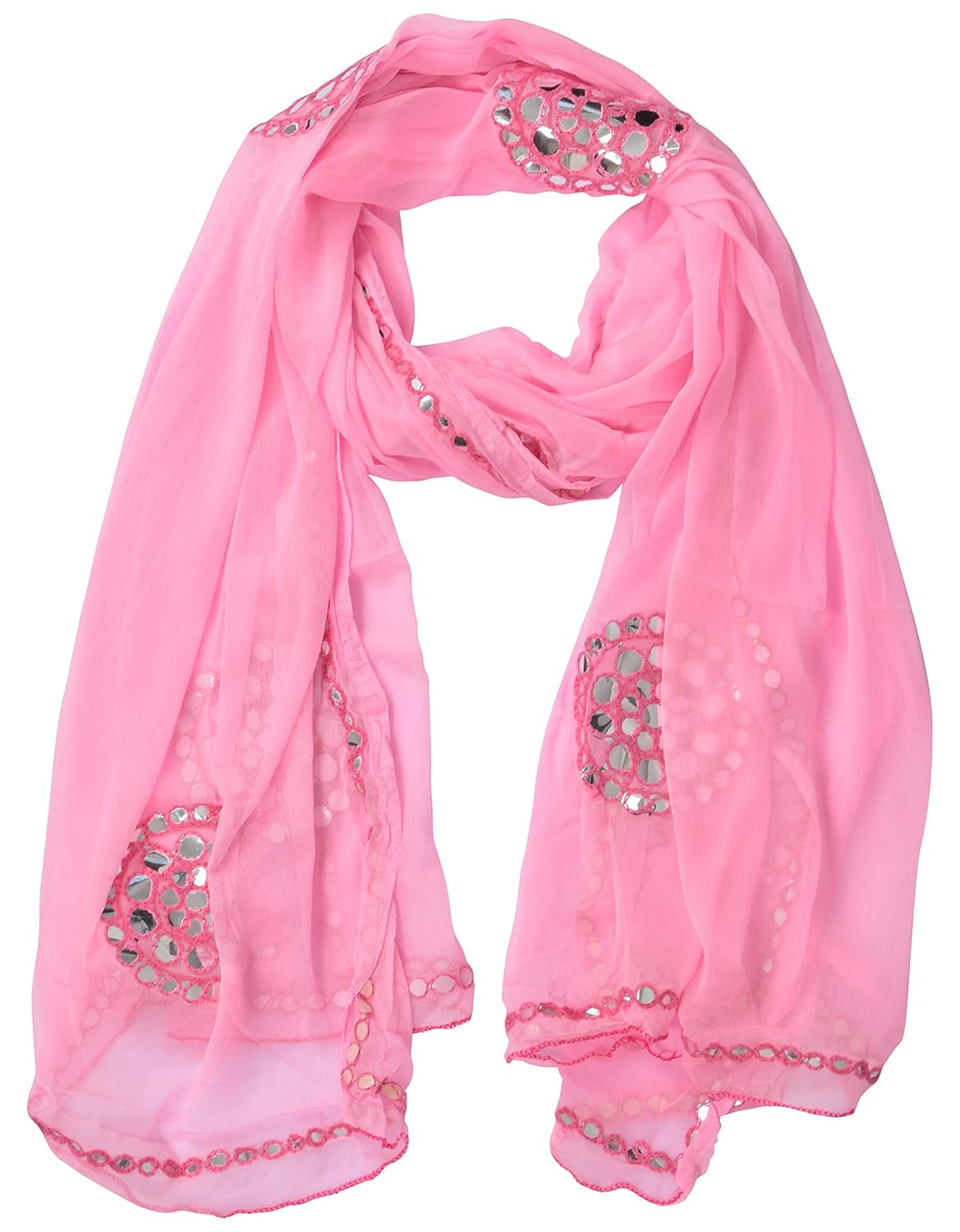 youthquake women's chiffon dupatta with plastic mirror work