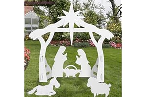 Onory 3FT Outdoor White Nativity Scene Yard Display Set, Weather-Resistant Decor, Front Lawn Sign Thanksgiving Christmas Decorations, Water-Resistant PVC Material (White)
