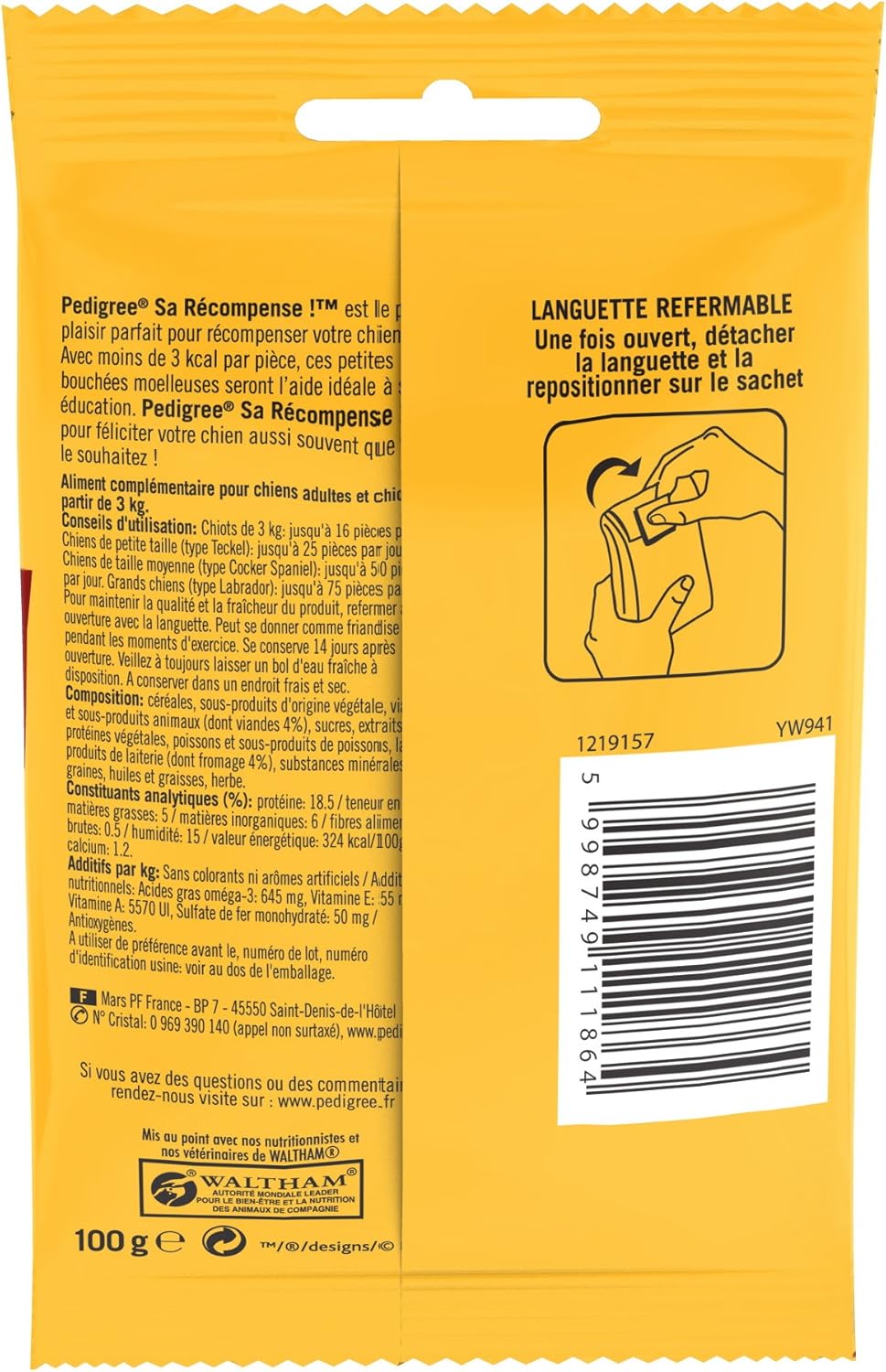 Pedigree Sa Récompense Bouchées Meolleuses Pour Chiens Sachet De 100g Lot De 12