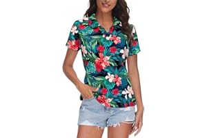 MNLYBABY Womens Golf Polo Shirts Hawaiian Golf Shirt Cool Summer Hawaii Tops Floral Tropic Print Workout Short Sleeve Tee