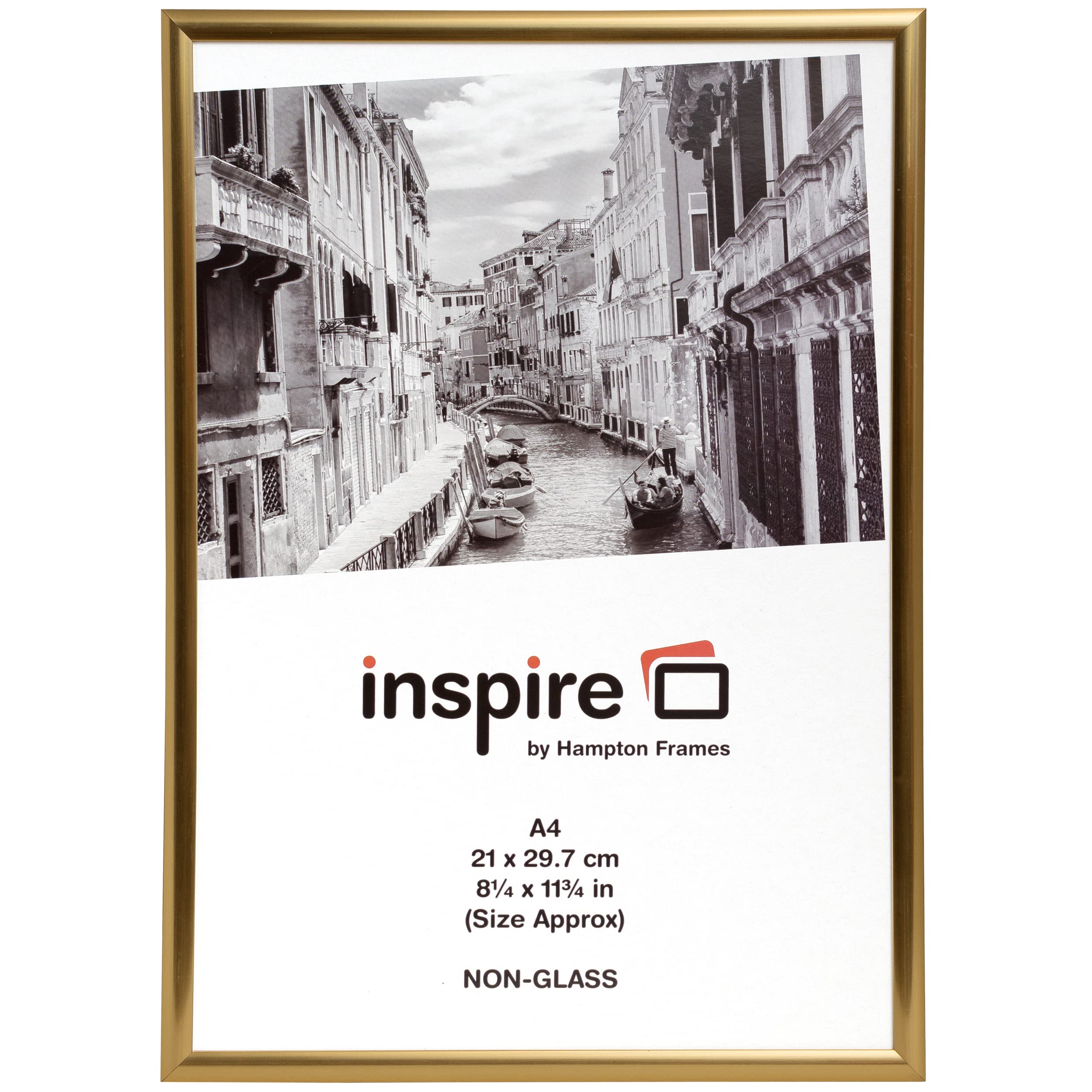 Hampton Frames A4 Certificate Frame 21x29.7cm Gold Pack of 1, Acrylic Front, Backloader Design, Freestanding or Wall Mount, For Home or Office Display