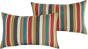 South Pine Porch Outdoor Sunset Stripe 19x12-inch Rectangle Accent Pillow, Set of 2
