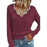 Women Fall Color Block V Neck Pullover Long Sleeve Sexy Cozy Ladies Sweaters Tops