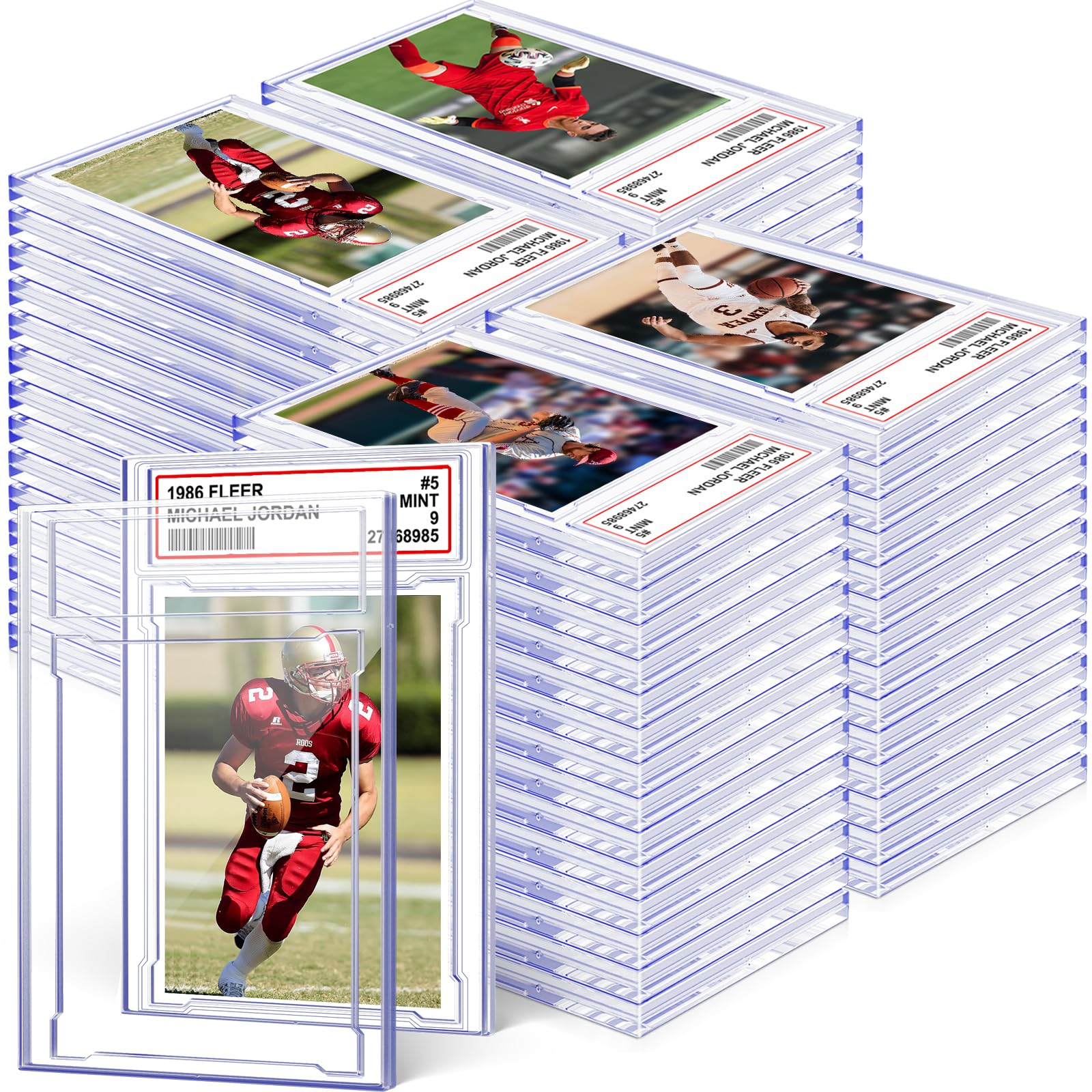 Photo 1 of 100 PCS Card Case Holder for Trading Cards, Acrylic Graded Card Slab Baseball Card Protectors with Label Position Fit for MTG TCG and Sport Cards