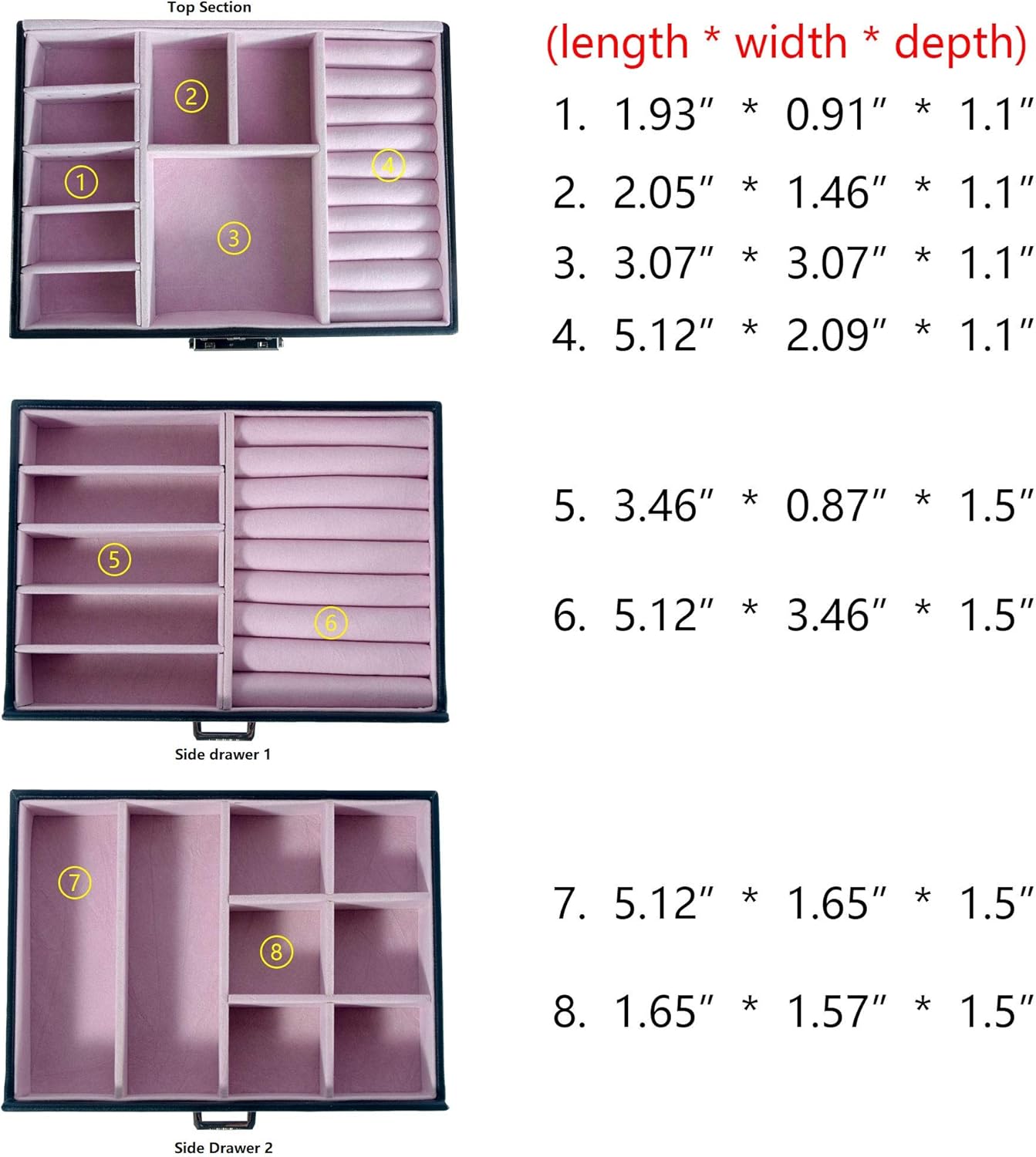Kendal Huge Leather Jewelry Box Case Storage with a Travel Case and Lock LJCSKM5BK: Home & Kitchen