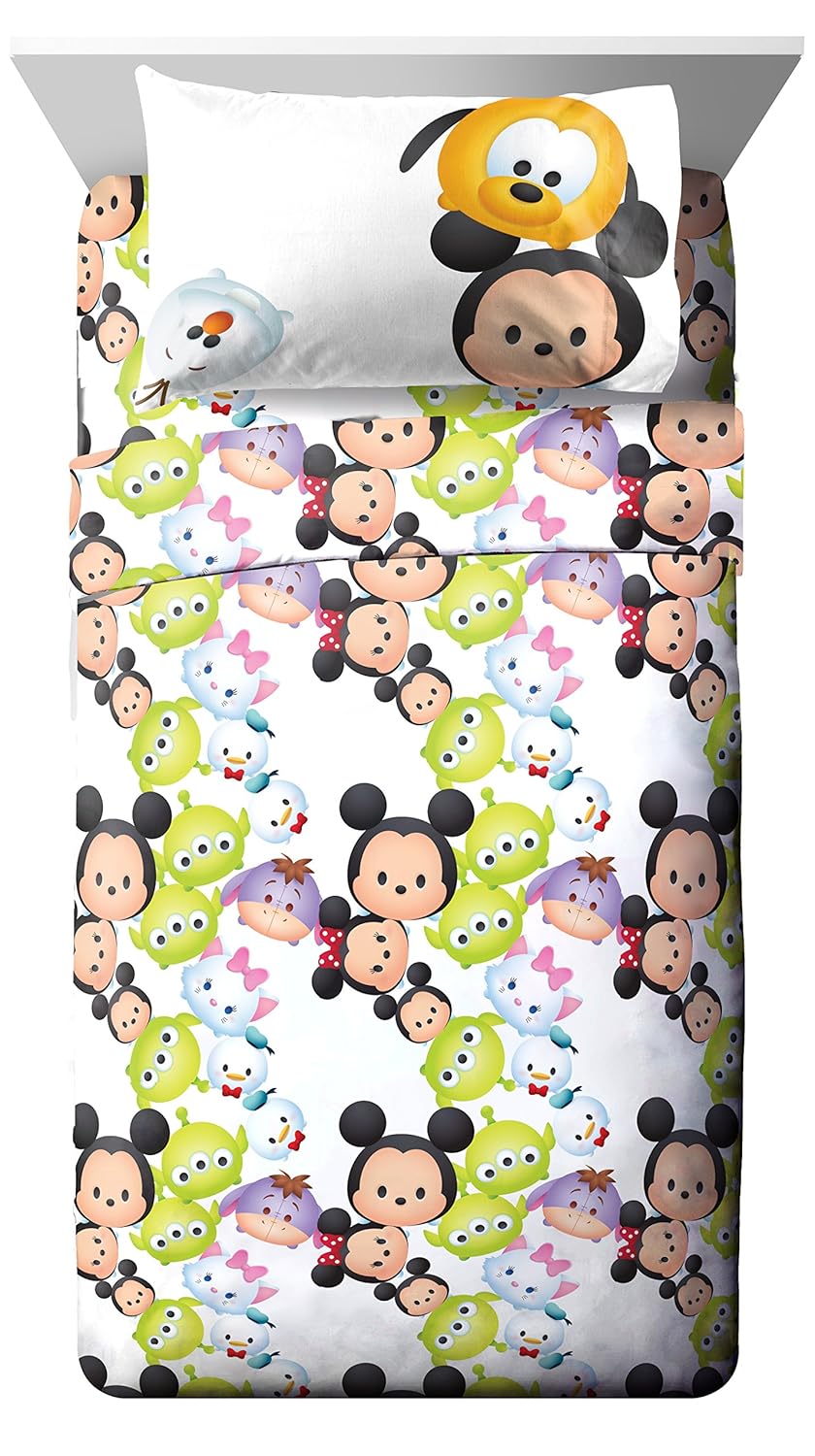 Disney Stack Em Up Tsum Twin Sheet Set, White