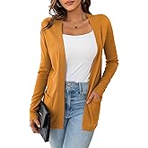 VERABENDI Womens Lightweight Open Front Long Sleeve Cardigan Sweaters for Women with Pockets S-XL