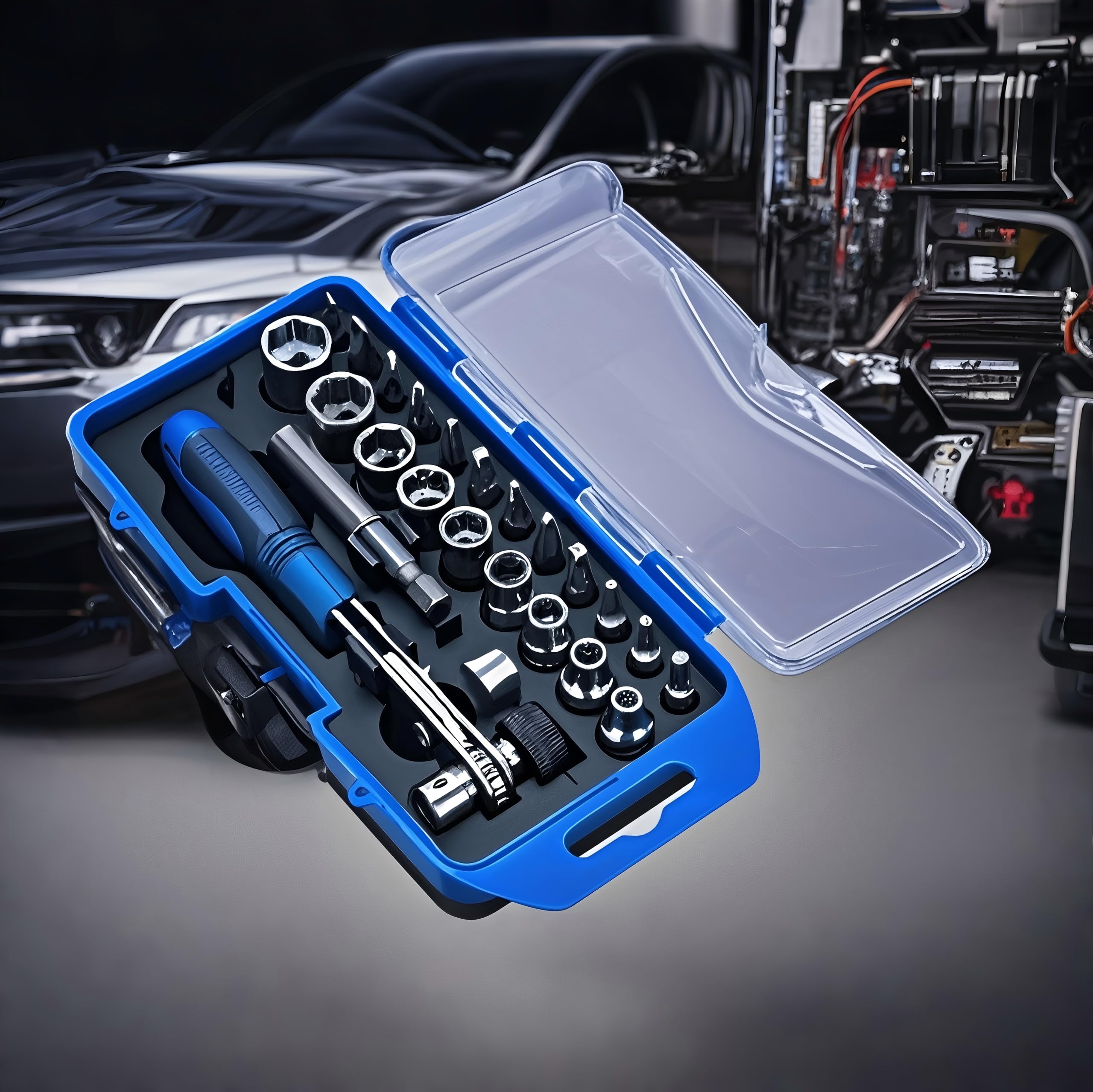 Photo 1 of 23Pcs Ratchet Wrench Screwdriver Set with Quick Release Handle Spanner Drill Wrench DIY Household Repair Tools for All Work
