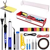 Soldering Iron Kit Electronics, Soldering Iron 60W Adjustable Temperature, Solder Wire, Wire Stripper, Desoldering Pump, Twee
