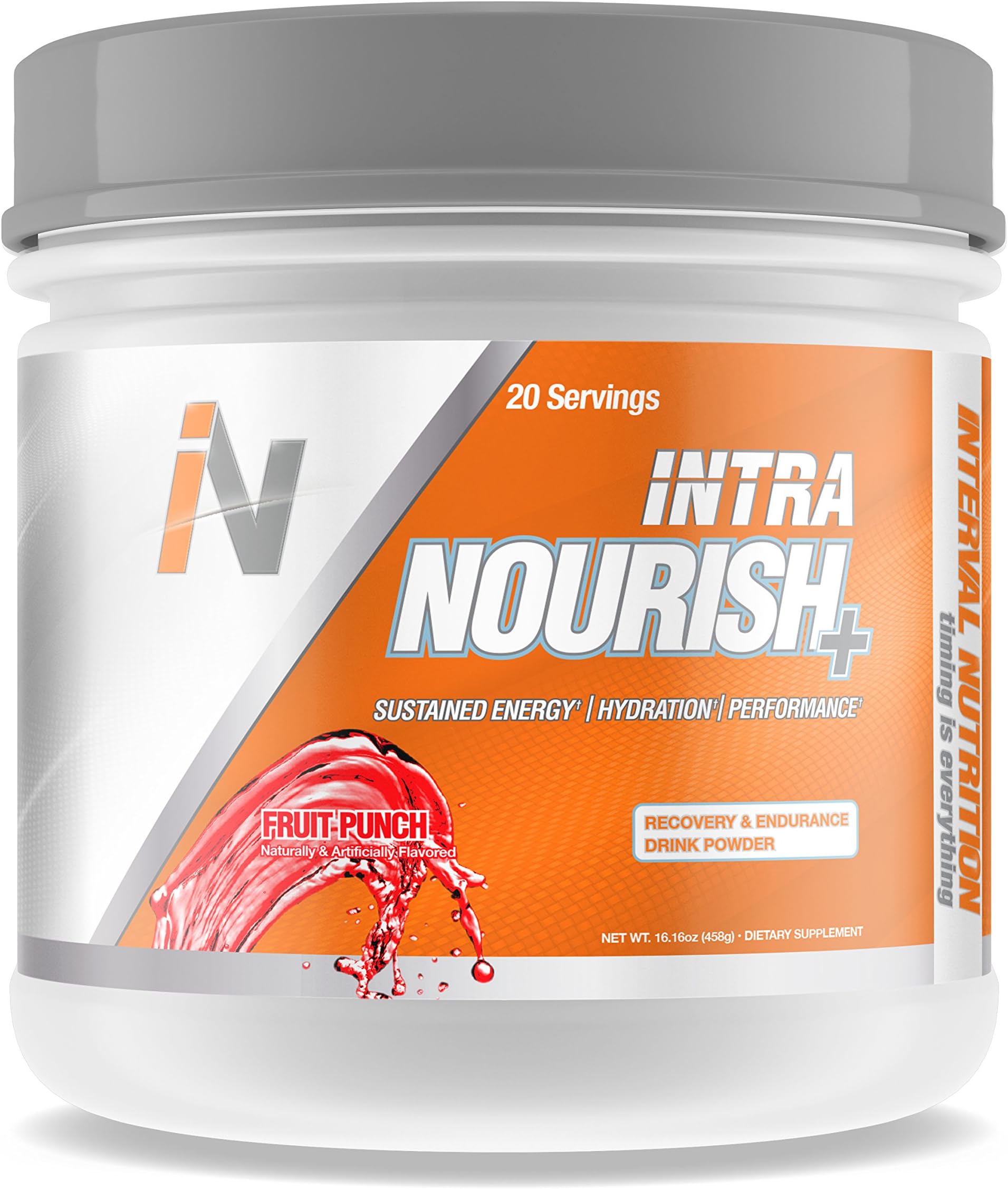 Interval Nutrition Intra Nourish Plus All Natural Energy, Endurance, and Performance Workout Powder - Fruit Punch (20 Servings)16.16 OZ