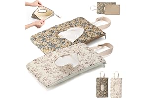 Baby Wipe Holder Floral Quilted, Portable Refillable Diaper and Wipes Pouch with Lanyard for Travel Daily Casual (2PCS)