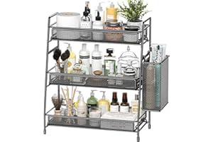 EKNITEY Bathroom Countertop Organizer Shelf - 3 Tier Counter Spice Rack Metal Makeup Rack Small Coffee Station Organizer for 