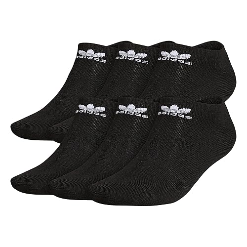adidas Originals Trefoil No Show Socks (6-Pair), Black, Large in