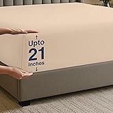 Utopia Bedding King Deep Pocket Fitted Sheet – Extra Deep Pocket – Fits up to 21 Inch Mattress – Hotel Luxury – Soft, Breathable and Comfy – Shrinkage and Fade Resistant – Easy Care – (Beige)