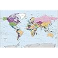 Colorful World Political Wall Map | 36x24 Large World Map | Detailed Current Wall Map of the World Poster | Fully Laminated