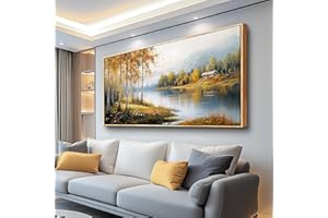 ERQINHUA Canvas Wall Art For Living Room Large Wall Decor For Bedroom Forest Landscape Painting Lakeside Watercolour Home Decorations Picture Office Farmhouse Ready To Hang Wood Framed 30x60 Inches
