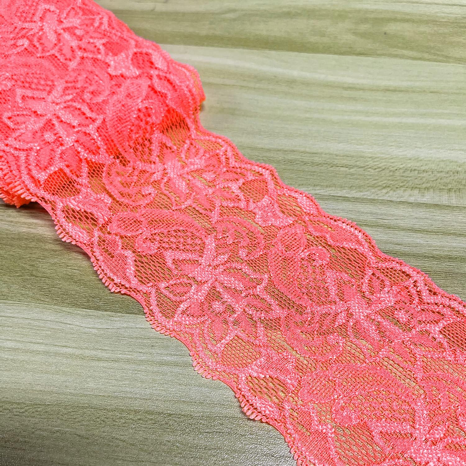 5 Yards Elasticity Lace Border Lace Ribbon, 8 cm Wide Colourful Lace Flowers Border Decorative Lace Trim Lace Fabric Lace Trim for Sewing DIY Craft Clothing Underwear Dark Pink