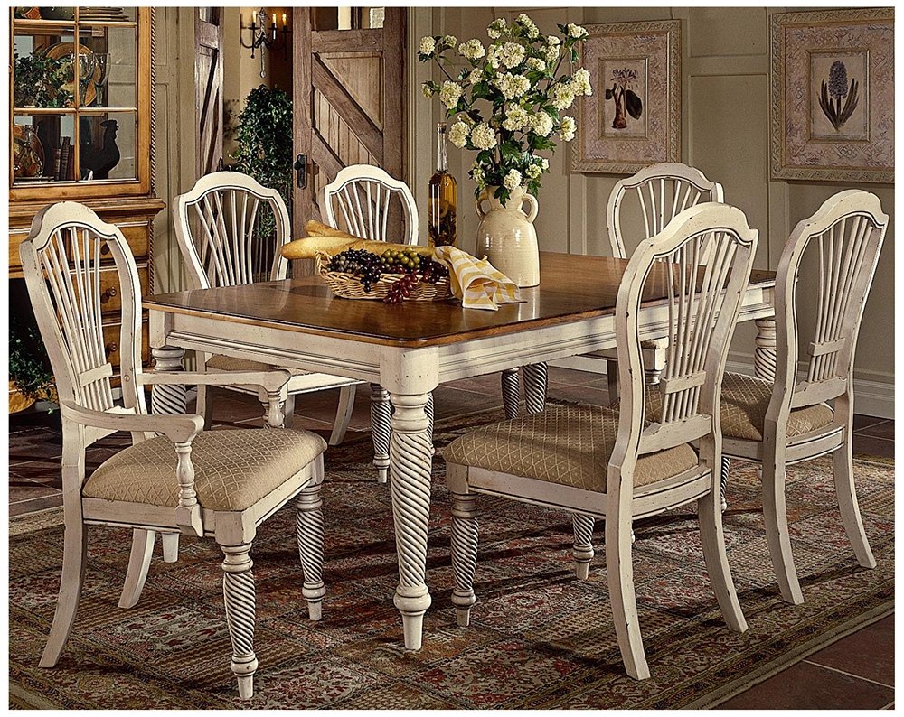 Hillsdale Wilshire 7 Piece Rectangular Dining Table Set In Antique