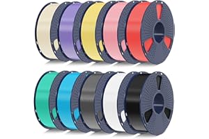 SUNLU 10KG High Speed PLA Meta Filament Bundle, PLA 3D Printer Filament Multicolor 1.75mm, 10kg Total, 1kg per Spool, Black+White+Grey+Blue+Green+Red+Yellow+Pink+Purple+Cream White