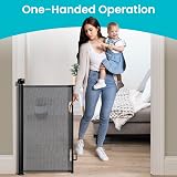 PetHot Retractable Stair Gate 55/140cm Wide 33in Tall One Handed Operation Black view 5