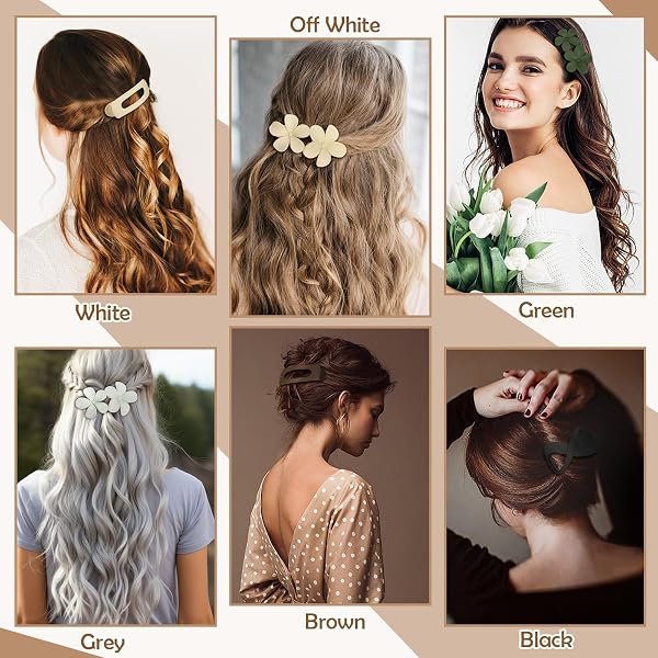 12 PCS FLAT HAIR CLIPS FOR WOMEN, FRENCH CONCORD FLAT CLAW CLIPS FOR WOMEN, 3 STYLES MATTE HAIR CLIPS FOR THIN THICK HAIR