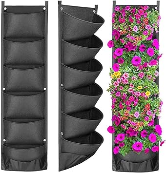 Amazon Co Jp ハーブや花の屋外ガーデン用の6つのポケット 防水壁掛け大型成長バッグ付き垂直ハンギングガーデンプランター スポーツ アウトドア