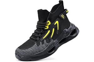 TANIELD Steel Toe Shoes for Men Lightweight Mens Work Boots Comfortable Safety Toe Shoes for Men Work Sneakers Slip On Steel Toe Tennis Shoes High Top Boots for Working