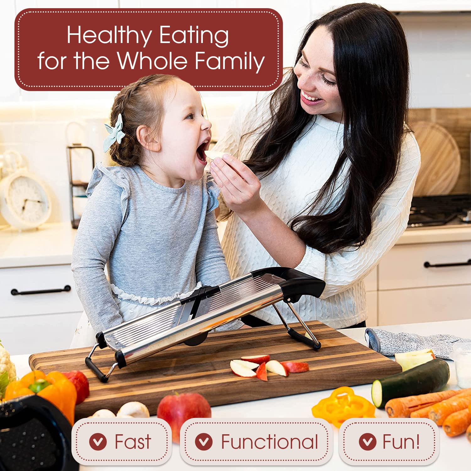 Stainless Steel Mandoline Slicer for Kitchen – 6-Setting Adjustable, 16.5 x 5 In. Platform, Hand Guard, Cut-Resistant Gloves – Vegetable Chopper, Meat Slicer, Cheese Slicer by Medove