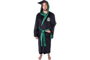 INTIMO Harry Potter Adult Fleece Plush Hooded Robe - Gryffindor, Slytherin, Ravenclaw, Hufflepuff, Hogwarts
