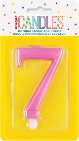 Unique Dazzling Metallic Pink Number 7 Birthday Candle - Cake Topper view 2