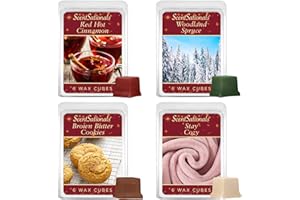 Scentsationals Christmas Wax Melts Holiday Favorites 4pk – Long Lasting, Strong Scent Melts for Warmers, Includes Red Hot Cinnamon, Woodland Spruce, Brown Butter Cookies, & Stay Cozy, 10oz (24 Cubes)