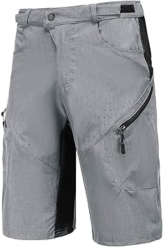 Priessei Mens Mountain Bike Biking Shorts Lightweight MTB Cycling Shorts with Zip Pockets 
