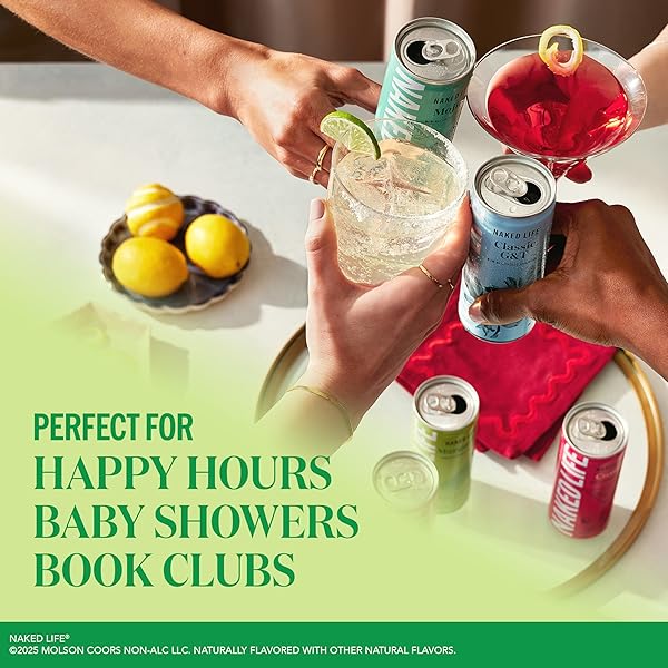 NAKED LIFE NON-ALCOHOLIC DRINKS, MARGARITA, ZERO SUGAR, LOW CALORIE, ALCOHOL-FREE COCKTAILS 4 PACK, 8.4 FL OZ CANS