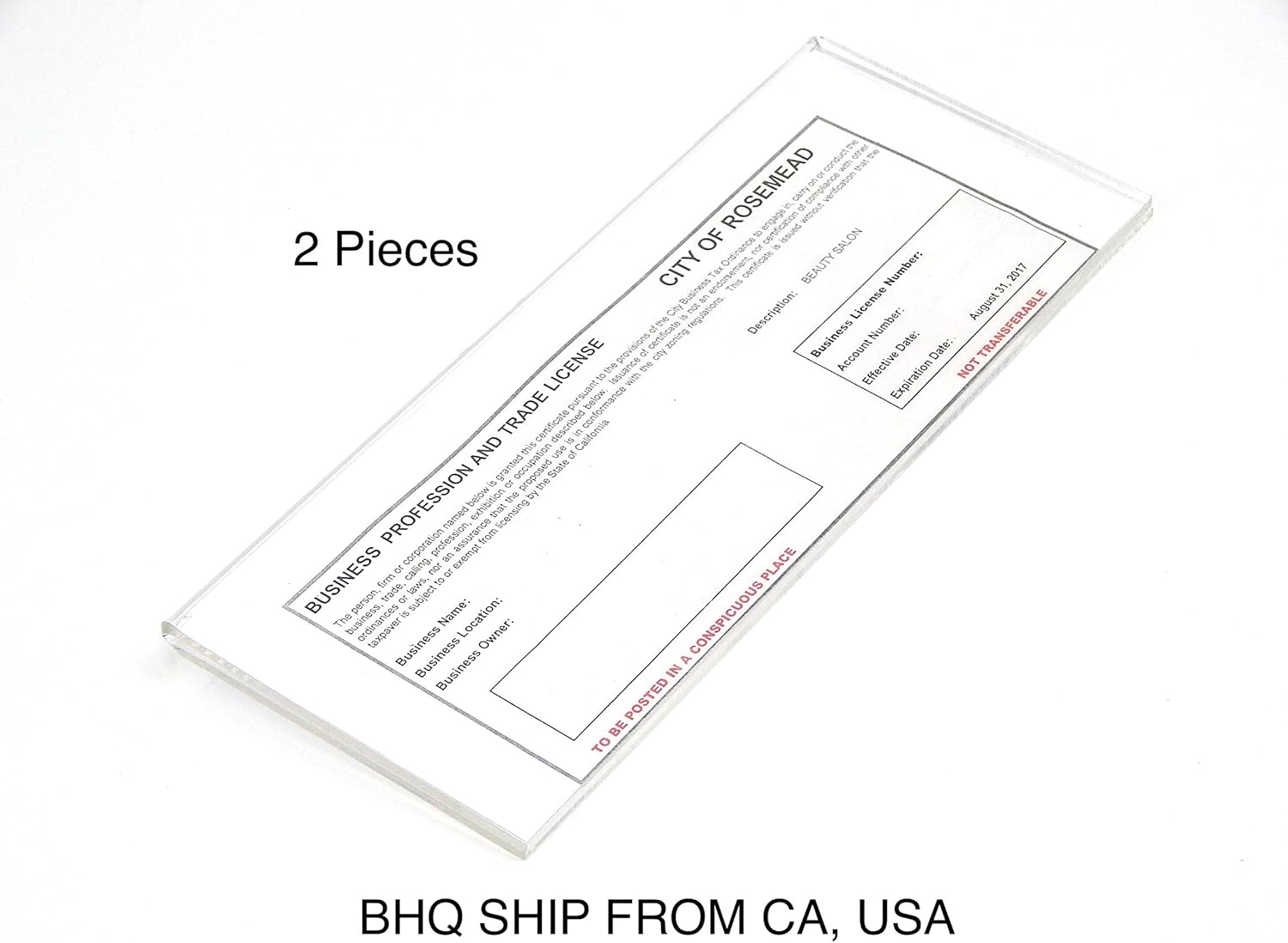 Amazon Com Clear Acrylic Side Loading Cosmetology License Sign