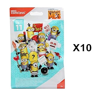 Despicable Me 3 Mega Construx Minions Series 11 Mini Figure Blind Bag Party Favours Pack Of 10 - 