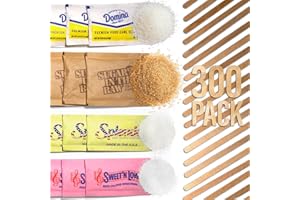 SHOP SQUARE Sugar and Sweetener Assortment Packets, Sugar Packets, Sweet 'N Low, Brown Sugar (300 Pack) with Coffee Stirrers for Home, Office, Coffee Station, Individual Sugar Packets for Coffee