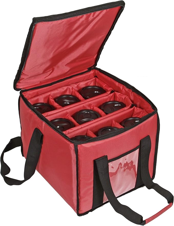 Drink Carrier and Food Delivery Bag with Handle and Shoulder Strap