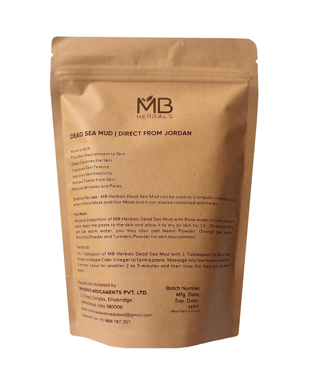 MB Herbals Dead Sea Mud 227 Gram | Half Pound | Nourishes Exfoliates Softens & Detoxify the Skin | DRY CLAY POWDER : Beauty