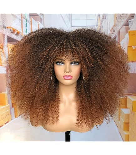 New Ombre Women Wig Black/Blonde Afro Kinky Curly… Blonde Afro Kinky Curly Wigs Colorful Ombre 4x4 Lace Front  main image 3
